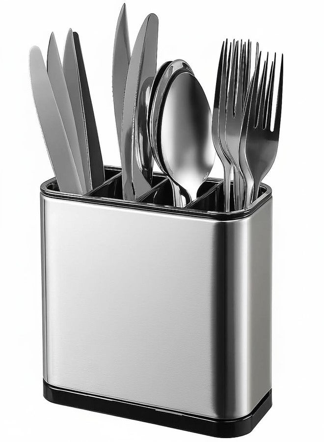Pihuza Stainless Steel Spoon Stand - Kitchen Cutlery Holder and Utensil Organizer for Forks, Knives, Spoons, and Spatulas, Durable Rustproof Steel Countertop Stand - Image 1
